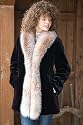 Women's 32" Sheared Beaver Lapover with Fox Tuxedo