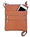 Roma Leathers Mini Body Purse - Five Compartments, Adjustable Strap - Light Brown