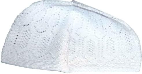 Muslim Islamic Knitting Kufi Hat Taqiya Takke Peci Skull Cap White Free-size