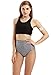 Creabygirls Womens High Waist 2 Piece Bikini Swimsuit Spa Swimsuit(US8-10(Asia Large),Black Stripe)