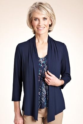 Classic Collection Tweed Print Mock Layer Jersey Top