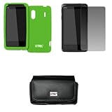EMPIRE Black Leather Case Pouch with Belt Clip and Belt Loops + Neon Green  ....