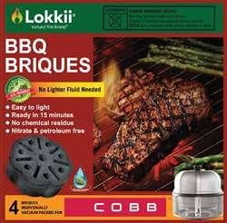 Cobb Solid Charcoal Briques - Pk Of 4 - One Lasts 2 Hours - LK004