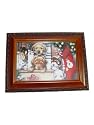 Christmas Music Box Woodgrain with 5 Puppies on It- Plays Joy to the World