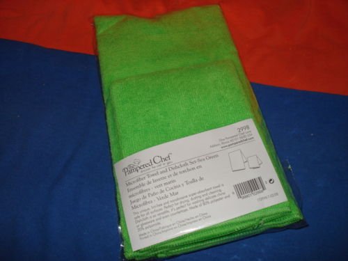 Pampered Chef Towel & Dishcloth Set: Sea Green