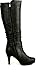 Top Moda WIN-45-TG Women's Knee High Round Toe Slouched High Heel Boots, Color:BLACK, Size:8