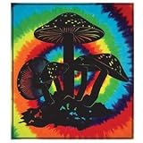 Wonder Wall ~ Tye Dye Mushroom ~ Giant Tapestry Bedspread ~ 90 x 100