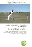 Leg before wicket: Sport, Cricket, Batting (cricket), Dismissal (cricket), Umpire (cricket), Cricket ball, Wicket, Cricket bat, Glove, List of cricket terms, Fielding (cricket)