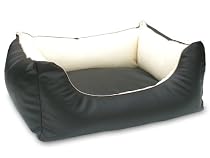 Dogstyle "ADVIN 4in1 Design" Hundebett Wendekissen aus Kunstleder, schwarz-creme, Größe: 110 x 90 cm