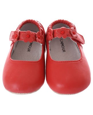 L'Amour Red FLower Baby Dress Mary Jane