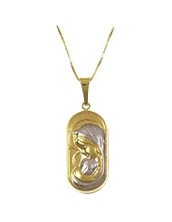 14 Karat Gold Mother & Baby Pendant With Box Chain (18 inch)