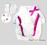 White Sweater with Pink Ribbon Bow Dog Clothes Small Fathers Day Idea