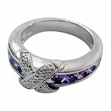 Sterling Silver Square Simulated Amethyst Cubic Zirconia (CZ) Ring with pave X