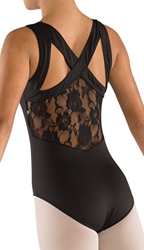 Children's Tank Leotard with Lace back Black (8-10 Child)