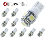 Jtech 10x 194 168 2825 T10 5-SMD White LED Car Lights Bulb Super Bright