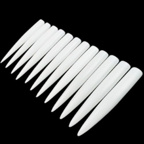 VenuseR New 12pcs White/clear/natural Long Sharp Stiletto Fake Nail Tips False Nail Art Tip Manicure (White) by Venuse