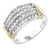 14K TT Diamond Four-Row Ring