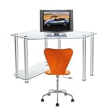 RTA Home and Office Clear Tempered Glass Corner Laptop Desk