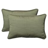 Pillow Perfect Outdoor Green Textured Solid Sunbrella Toss Pillows, Rectangle, 2-Pack