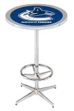 36" Vancouver Canucks Counter Height Pub Table - Chrome Base with Footrest