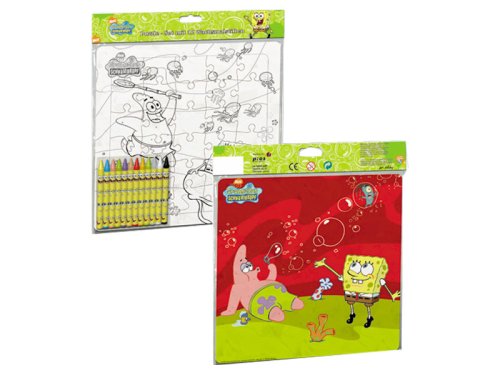 p:os 63858 - SpongeBob 12 Wachsmalstifte mit Puzzle 25x Preisvergleich