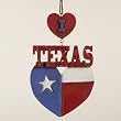 Club Pack of 12 Wild West "I Love Texas" Patriotic Heart Christmas Ornaments