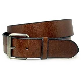 Oil Tanned Genuine Leather Brown Belt with Snaps for Buckles