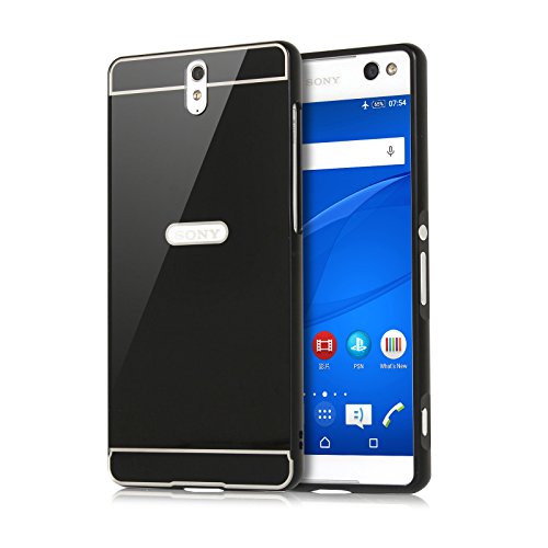 Sony Xperia C5 Ultra Case, MoonminiÂ® Hybrid Combo Body Armor Metal Bumper Frame Case with Hard PC Back Cover Protector Shield for Sony Xperia C5 Ultra (Black)