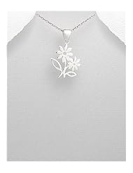 Flower Pendant Necklace In 92.5 Sterling Silver