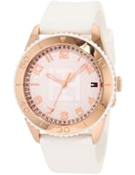 Tommy Hilfiger Womens 1781121 Sport Rose Gold Toned White Silicon Watch