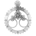 Invotis Horloge Murale Engrenages Et Mois Argent (H68cm x 56cm Dia )