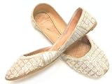 Beachcombers! Ethnic Embellished Silk Beaded & Sequin Indian Khussa Belly Dance Shoes White