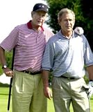 George Bush And George Bush Jr - Golf, Art Poster by John Mottern