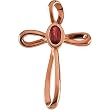 14K Rose Gold Mozambique Garnet Cross Pendant