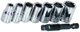 Vermont American 15524 8 Piece Universal 1/4-Inch Hex Shank Non-Magnetic Nut Setter Set with 7 Socket 3/16-Inch to 7/16-Inch Assortment and 2-Inch Adapter