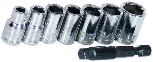 Vermont American 15524 8 Piece Universal 1/4-Inch Hex Shank Non-Magnetic Nut Setter Set with 7 Socket 3/16-Inch to 7/16-Inch Assortment and 2-Inch Adapter