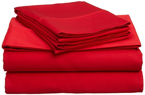 Spirit Linen Hotel 5Th Ave Super Bright Collection Microfiber Sheet Set, Queen, Red