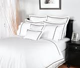 Pinzon Hotel 300-Thread-Count Percale Full/Queen Duvet Cover, Chocolate Stitch