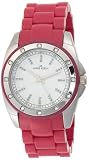 AK Anne Klein Women’s Silver-Tone Swarovski Crystal Accented Magenta Plastic Watch 109179WTMA Picture