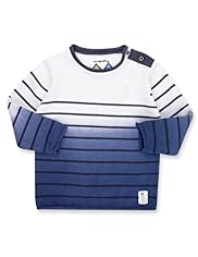 Autograph Pure Cotton Dip Dye Striped Jumper