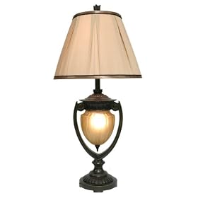 Degray 32-Inch Table Lamp with Silk Shade and Built-In Nitelite by DEGRAY