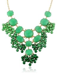 Beaded Cabochon Statement Gold Tone Chain Necklace, 18.5"+3" Extender