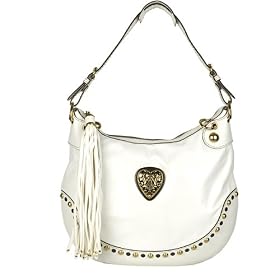 GUCCI BABOUSKA WHITE LEATHER HOBO HANDBAG SATCHEL