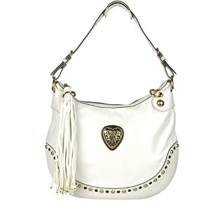GUCCI BABOUSKA WHITE LEATHER HOBO HANDBAG SATCHEL