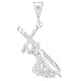 Sterling Silver Christ bearing Cross Pendant with 20 1.5mm Diamond Cut Rope Chain