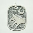 Jumping Horse and Crescent Moon Dog Tag Style Pendant in Sterling Silver, #9028