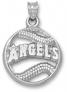 Los Angeles Angels of Anaheim Sterling Silver ''ANGELS'' Pierced Baseball Pendant