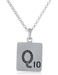Scrabble 925 Sterling Silver 0.057ct Diamond Initial Q Pendant Necklace, 18"