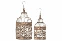 Metal Bird Cage S/2 20", 15"H- Bird Keeping With Decor Sense