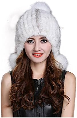 Hot Genuine Mink Fur Hat Cap Knitted Mink Fur Elastic Adjustable Hat Fashion Women Winter Headgear (white)
